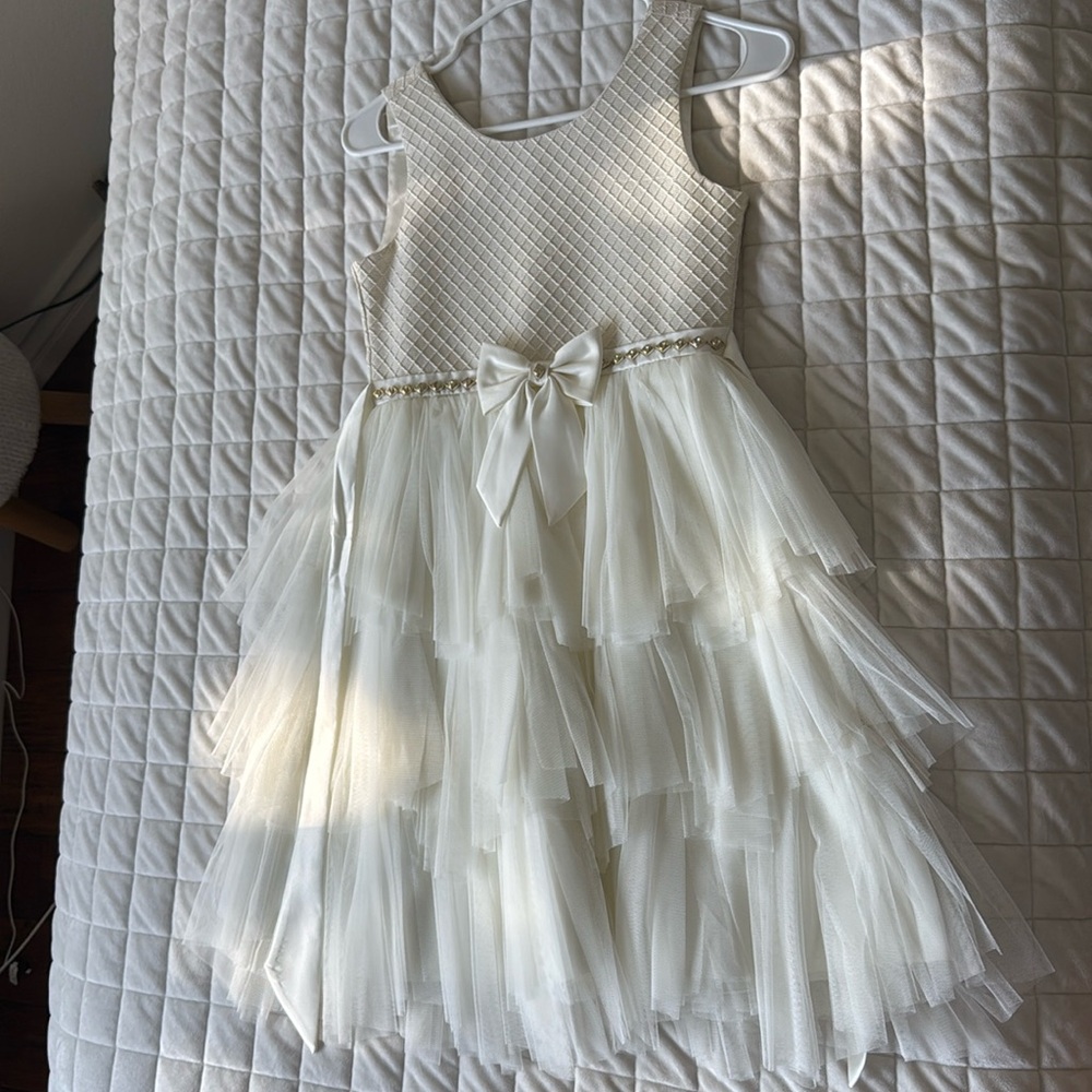 Couture Princess girls dress size 12, cream color